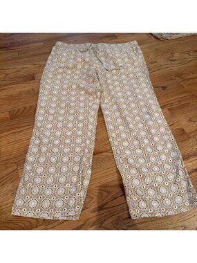 ANN TAYLOR WOMENS XL TAN PULL ON LINEN PANTS